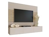 Mirjan24 Wohnwand Deromi, Anbauwand mit Wandpaneele und TV-Lowboard, Akustikplatten, Fernsehschrank, Schrankwand, Mediawand, TV-Lowboard (Sandbeige + Eiche Cremona, ohne Hängeregal)