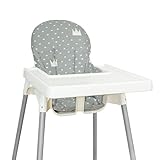 für IKEA Hochstuhlkissen, für IKEA Antilop-Kissen, für Antilop-Hochstuhlkissen, Hochstuhlauflage für IKEA Antilop-Hochstuhl, Baumwolle, rutschfest, weich, Babysitzen bequemer (graue Krone)