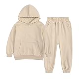Baggy Trainingsanzug Kinder Jogginganzug Mädchen Junge 2 Teiliges Outfit Hoodie Und Jogginghose Einfarbig Herbst Sportanzug Set mit Kängurutasche Winter Tracksuit Bekleidungssets Kinder