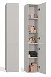 CDF Bad-Hochschrank NEL II | Farbe: Kaschmir (beige) | Modernes Badregal | Stauraumschrank | Geräumige Einlegeböden | Türen | Einfache Montage | Stilvolle Griffe