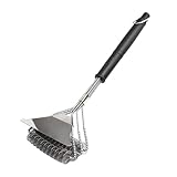 JJYHEHOT Grillbürste, Grill Reinigungsbürste Mit Schaber, Edelstahl Bürste Grill, Dreireihigen Edelstahlborsten und PP Wärmedämmung Griff, Grillrost Bürste für Alle Arten von Grillrost