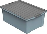 Rotho Compact Aufbewahrungsbox 38l mit Deckel, Kunststoff, blau