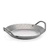 GSW 859035 Gastro Traditionell Eisenpfanne geschmiedet, Servierpfanne mit Zwei Griffen 20 cm, Grau