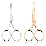 Gjinxi 2 x Bartschere Nasenhaar Schere Abgerundeter Nasenhaarschere Edelstahl Runder Spitze Nasenschere Nasenhaarschneider Augenbrauen Gesichtsschere für Männer Ohrhaaren, Nasenhaaren und Barthaaren B