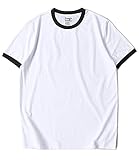 Herren Ringer Tee Rundhals Athletic T Shirts Kurzarm Sport Shirt für Männer, weiß / schwarz, Groß