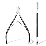 Makartt Nagelhaut Trimmer mit nagelhautentferner - 2 Pcs Cuticle Remover Tool, Professionelle nagelhautschere set mit Edelstahl-Nagelhautzange, Doppelend Nagelhautschieber und Nagelschaber