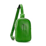 PLCPDM Leichte und kompakte Damen-Umhängetasche, klein, PU-Leder, Schultertasche, Brusttasche, geeignet für Schule, Arbeit, einfach zu tragen, grün, One Size