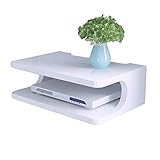 Wandmontiertes Schweberegal für TV-Konsole, Aufbewahrungsregal für Router, DVD-Set-Top-Box und Telefon, Weiß