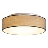 Zedelmaier Deckenlampe Stoff Rund E27x1 max.40W Deckenleuchte mit Stoff-LampenschirmWohnzimmer Schlafzimmer Kinderzimmer Flur Lampe Decke (Taupe,Ø30x12,5cm)