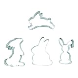 BekkiB 8807244-4er Set 'Osterhasen' - Keksausstecher aus Edelstahl - Ausstecher in Hasen-Form - Tassenkeks