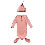 YCBMINGCAN Baby Schlafsack Strampler Set für Neugeborene, 2-teilig Schlafanzug mit Mütze, Weicher Baumwoll-Einteiler mit Knotenbund zum einfachen Windelwechseln