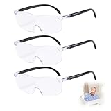 Lupenbrille,Leselupe,3 Stück 300% 500% 800% Vergrößerungsbrille,Lupenbrille für Brillenträger,Tragbare Leselupe für Senioren Naharbeit Anti Blaulicht für Nähen Handwerk Lesen Reparatur brillenlupe