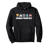 Lustige Spielerprioritäten Pixel Art Videospiel Humor Herren Jungen Pullover Hoodie