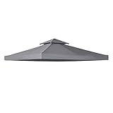 Outsunny Ersatzdach für Pavillon 3x3m wasserabweisend Pavillondach (Doppeldach) Ersatzbezug für Gartenpavillon Ersatzteile Polyester 180g/㎡ Dunkelgrau