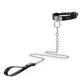 Halsfessel Halskette mit O-Ring Slave Halsband Bondage PU Leder Fetisch SM Fesseln Halsbänder Halsband Flirt Erwachsene Sexspielzeug für Paar, Frau (Schwarz)