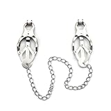 Nippelklemmen mit Verbindungskette,Einstellbare Nippel Klemmen,BDSM Nippelklemmen Brustwarzen,BDSM Spielzeug Extrem für Frau Mann Paare Hart,Bondage und Rollenspiele (Silber)