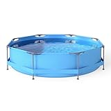 RELAX4LIFE Pool-Set mit Filterpumpe, Aufstellpool rund, Ø 300 x 76 cm, Swimming Pool Metallrahmen, Planschbecken groß, Schwimmbecken Komplettset geeignet für Kinder & Erwachsene im Garten
