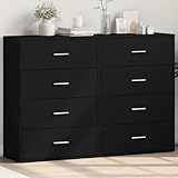 MOBCANT Sideboards 2 STK, Arbeitsplatte Vitrinenschrank Anrichte Schränke Geeignet für Foyer Küche Wohnbereich Korridor Schwarz 60x31x84 cm Holzwerkstoff