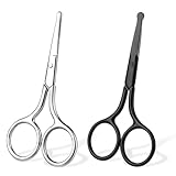 Edelstahl Nasenhaarschere mit Runder Spitze, Scharfe Gebogen Runde Spitze Schere für Sicherheit 10cm Augenbrauenschere Abgerundeter Nasenhaar Schere Ohrenhaarschere für Haare Wimpern Schnurrbart