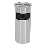 FUROMG Standaschenbecher Mülleimer für Draußen mit Aschenbecherbehälter, 201 Edelstahl für Outdoor Hotels und Offentliche Bereiche (Silber)