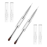 JJUNW 2 Stück Dual-Ended Pinsel für Gelnägel, 2 in 1 Nagelpinsel Gelpinsel Nageldesign Pinsel Nailart Pinsel Fineliner Gel-Pinsel Linienpinsel Nagel Werkzeugen Zubehoer für Nail Art Nägel DIY(Stil 1)