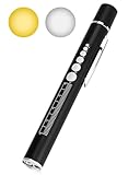 Pupillenleuchte Medizin, Pupillenleuchte Diagnostikleuchte mit Pupillenmessgerät und Lineal, Aufladbar USB LED Stiftlampe, Warmes/Kühles Weiß, für Krankenschwester Studentische Ärzte