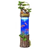 TT-YEC Bodenstehender Retro-Aquariumbrunnen, Hochtransparentes Acrylaquarium, Kreatives Großes Dekoratives Aquarium, Aquariumset Im Europäischen Stil, Mit Lichtern Und Filter,Height 149cm b