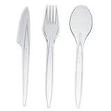 Commerline 300 Stück Plastikbesteck Set | 100Löffel & 100Gabeln & 100Messer Set | Mehrweg & Robust | Wiederverwendbar Spülmaschinenbeständig gemäß(100 Löffel & 100 Gabeln & 100 Messer)