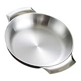 JECOMPRIS Edelstahl Serviertablett mit Doppelgriffen Tiefes Rundes Snack und Pizza Tablett Langlebig Rostfrei Vielseitig für Zuhause Restaurant und Buffet Silberfarben