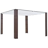 Festnight Wasserfest Pergola Gartenpavillon Poly Rattan 300×300×200 cm | Standmarkise mit kippbarem Schiebedach | BBQ-Pavillon Zelt Metall Braun Creme