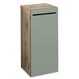 36-566-EY Seitenschrank VISTA Badschrank Kommode in Viking Oak / Schilf Grün ca. 34 x 72 x 31 cm
