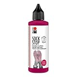 Marabu 17220106005 - Sock Stop, 90 ml, Himbeere, gummiartige Antirutsch-Farbe auf Wasserbasis (kein Latex), für Textilien, sicherer Halt auf glatten Böden, einfache Anwendung aus der Flasche