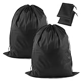2 Stück Wäschesack Reise,Wasserdicht Schmutzwäsche Wäschesammler,Groß Faltbarer Laundry Bag mit Kordelzug für Schlafsaal und Reisen Wäscheraum 50 x 60 CM (Schwarz)