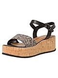 Tamaris Damen Plateau Sandalen Leder Keilabsatz Sommer; BLACK COMB/schwarz; 40 EU