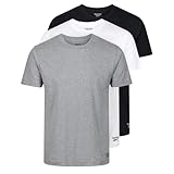 Reebok Herren Rundhals-T-Shirt Santo – 3er-Pack Schwarz/Weiß/Grau meliert