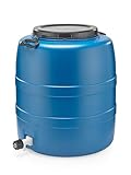 F & R Regentonne 90l mit Griffen und Auslaufhahn mit Deckel HDPE lebensmittelecht Stabiler Wasserbehälter Regenfass Wassertank Garten Frischwassertank