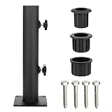 Edelstahl-Sonnenschirm-Standrohr, schwerer Sonnenschirmständer, mit 3 Reduzierringen, 48/38/32 mm, Schirmständer für Garten, Terrasse, Außenbereich