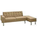Schlafsofa,Bettsofa mit Schlaffunktion,Wohnzimmersofa,Wohnzimmermöbel,Gepolstertes Sofa,Für Wohnzimmer,Schlafzimmer,Wohnung,Familienunterhaltungszentrum,Empfangszimmer,Cappuccino-Braun Kunstleder