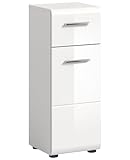 xonox.home - Kommode Ice 30x80x30 cm in weiß Hochglanz Tiefziehfront - Standschrank Badschrank schmal - praktisch und platzsparend
