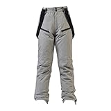 Damen Gefüttert Schneehose Ski Latzhose mit Hosenträger Herren/Damen Outdoorhose mit Verstellbaren Trägern Winter Softshellhose Winddicht Wasserdicht Snowboardhose Thermohose Sweathose, grau, XS