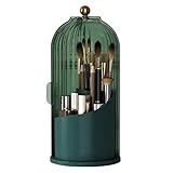Make-up-Pinselhalter für Schminktisch, Vogelkäfig-Kosmetik-Organizer, staubdichter Make-up-Pinselhalter, drehbarer Schreibtisch-Aufbewahrungsbehälter, Kosmetik-Werkzeug-Organizer, Nagellack-Organizer