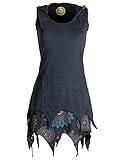 Vishes - Alternative Bekleidung - Zipfelige Elfentunika - im Lagenlook mit Blumen Bedruckt Schwarz 40