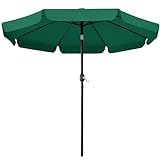 Yaheetech Sonnenschirm mit Volant Φ 267,5 cm Kippbarer Gartenschirm UV-schutz Kurbelschirm Stabile 8 Rippen Sonnenschutz Knickbar Marktschirm für Balkon/Terrasse/Markt/Garten, Dunkelgrün