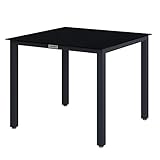 Casaria Aluminium Gartentisch 4 Personen 90x90x75 cm Höhenverstellbar 5 mm Sicherheitsglas Wetterfest Garten Terrasse Balkon Esstisch Grau Schwarz