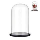 nbeads Glas-Display-Cloche-Kuppel, Dekorative Glaskuppelabdeckung Transparente Glockenglas-Vitrine Mit Schwarzem Holzsockel Für Sammlerstücke Rose Büro Zuhause Tischdekoration, 15x25.5cm