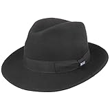 Lipodo Basic Bogart Filzhut - Bogarthut aus 100% Wollfilz - Wollfilzhut Damen/Herren - Fedora Made in Italy - Hut Sommer/Winter - Wollhut schwarz L (58-59 cm)