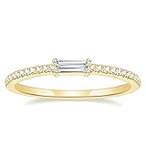 Titaniumcentral Ringe Damen Vorsteckring Schmal Ewigkeitsringe Baguette-Schnitt Zirkonia Verlobungsringe Eheringe Trauringe (Gelbgold,60 (19.1))