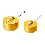 Antihaftbeschichtete Keramik-Saucenpfannen mit Deckel (3 Qt und 1,75 Qt) – PTFE- und PFOA-frei (16 cm – 25 cm/Ringelblume)