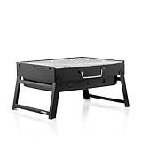InnovaGoods® Klappbarer tragbarer Grill, Holzkohle BearBQ, Leicht und Einfach zu Handhaben, Kompakt, Robust und Langlebig, Schwarz, Eisen