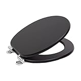 SINOBATH WC Sitz Mit Absenkautomatik,Hochwertige Und Stabile Antibakterieller Toiletten, MDF Holzkern,Stabile QualitäT,Einfache Montage Wc Deckel Klobrille (black)